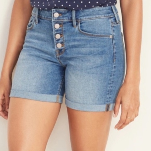 Old Navy Pants - Old Navy Button Fly Rolled Hem Denim Shorts